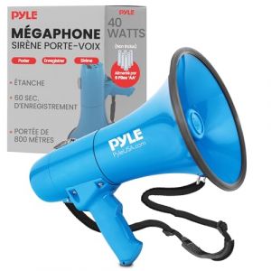 Image de Pyle M&eacute;gaphone - Haut-Parleur 40 W avec Sir&egrave;ne et Musique - M&eacute;gaphone Porte-Voix Portatif et L&eacute;ger, Port&eacute;e 670 m&sup2;, pour Int&eacute;rieur et Ext&eacute;rieur &ndash; Bleu