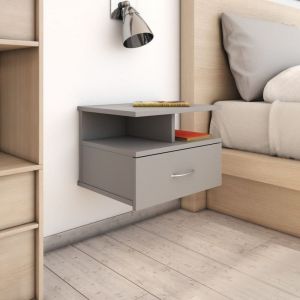 Image de VidaXL Tables de chevet flottantes 2 pcs Gris 40x31x27 cm Aggloméré