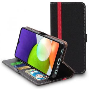 EbestStar Coque Compatible avec Samsung Galaxy A22 Etui Portefeuille Housse PU Cuir Porte-Cartes, Noir/Rouge [A22: 159.3 x 73.6 x 8.4 mm, 6.4'']