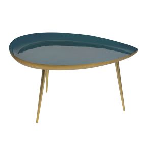 Miliboo Table basse goutte en acier laqué bleu canard L80 cm DROP
