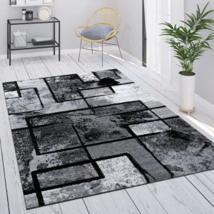 Paco Home - Tapis Gris Tapis Salon Tapis Vintage Salon Poils Ras Géométrique Motif Abstrait 80x150 cm, Gris