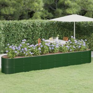 VidaXL Jardini&egrave;re de jardin Acier enduit de poudre 440x80x68 cm Vert