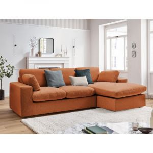 Bobochic Canapé d'angle fixe Canapé d'angle fixe compact réversible belair Orange - Orange