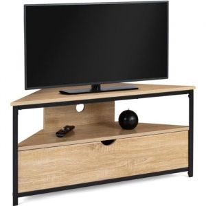 Meuble Tv d'Angle Bois Moderne Salon + Placard Industriel 100 cm