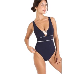 Livia Maillot de bain 1 pièce Suzelle sans armatures Tamarindo Bleu Marine/Blanc - Taille 38