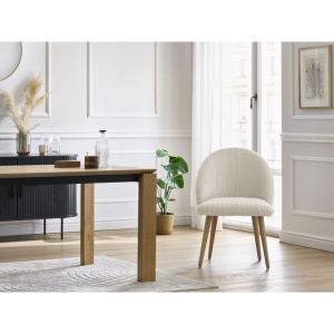 Bobochic Chaise et fauteuil de table Chaise lalie tissu velours côtelé et pieds scandinaves bois Beige - Beige