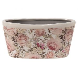 La Grande Prairie Pot de fleurs rose céramique 27x13x14cm