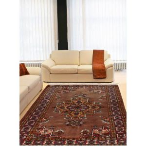 Image de Tapis Nou Main Esfahanie Soie tapis d'Orient marron 100 x 155 cm