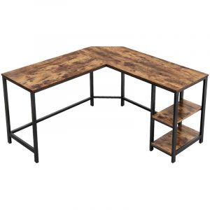 Image de Songmics VASAGLE Bureau d’Angle, Table Informatique en Forme de L, Table d’étude, avec étagère de Rangement, pour Bureau à Domicile, Montage Facile, Style Industriel, Marron Rustique et Noir LWD72X