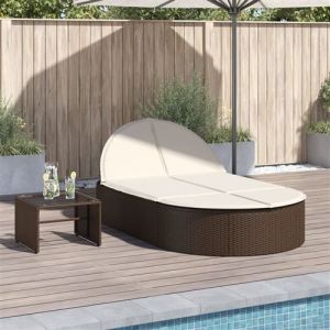 VidaXL Chaise longue double avec coussins marron résine tressée
