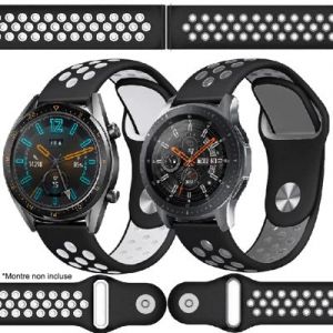 Ibroz Bracelet Samsung/Huawei Sport 22mm blanc + gris