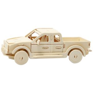 Creotime Puzzle 3D en bois à monter - Camion Pick-up - 19,5 x 8 x 12 cm