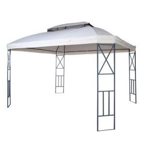 Mendler Pergola HWC-E42, pavillon de jardin avec moustiquaire, 3,6x3m ~ crème