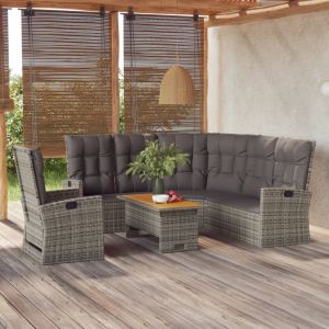 VidaXL Salon de jardin 3 pcs avec coussins Gris R&eacute;sine tress&eacute;e 362178