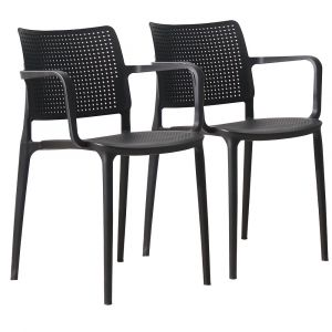 Image de Oviala Lot de 2 fauteuils de jardin noir