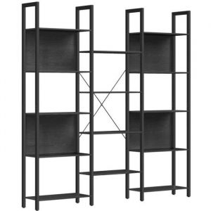 Vasagle - Biblioth&egrave;que, &Eacute;tag&egrave;re de Rangement, avec 14 Compartiments, Cadre en M&eacute;tal, pour Salon, Bureau, Style Industriel, 24 x 158 x 166 cm, Noir