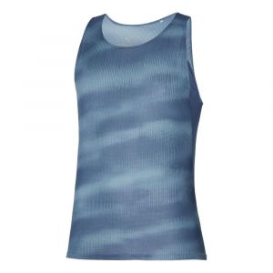 Mizuno DryAeroFlow Graphic Tank Maillot De Course Hommes - Bleu, Bleu Petrol, Taille S