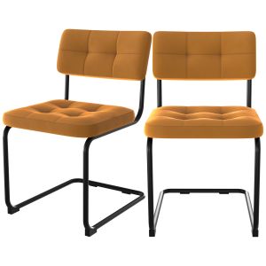 Image de Rendez Vous Déco Chaise Fallon en velours jaune (lot de 2) - Jaune