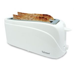 Image de Techwood Grille Pain TGP-502 - 2 longues fentes - 1300 Watt - Ralasse miettes - Coloris Blanc