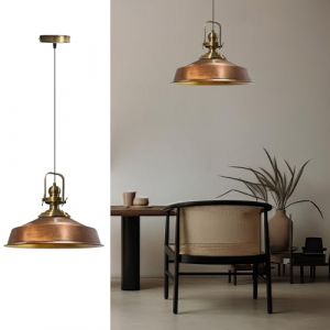 Bamyum Asletl Suspension Luminaire Industrielle Rétro en Metal de 41 cm, Lustre de Salon Vintage, Éclairage Plafond pour Chambre, Cuisine, Lampe Suspendue, Plafonnier Industriel Ton Cuivré