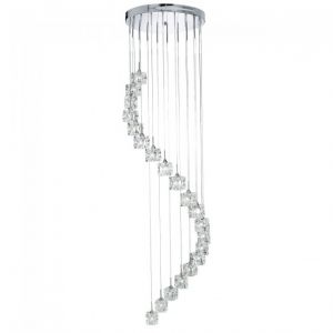 Searchlight Suspension ice cube led - 20ampoules verre transparent chrome