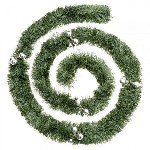 Guirlande décorée boules de Noël Argent