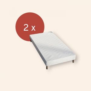 2 Sommier tapissier 90x190 cm - UMBERTO RAVELLI - Blanc - 11 lattes en bois massif - 4 pieds offerts