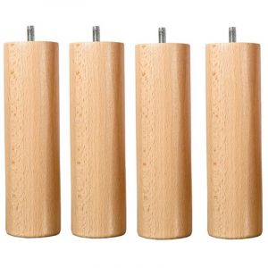 BELLECOUR LITERIE Jeu de pieds de lit cylindriques en bois Hauteur 25 cm (lot de 4)