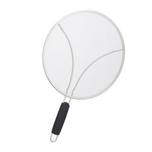 Relaxdays Couvercle Anti-éclaboussures pour poêles, Acier Inoxydable, diamètre 29 cm, avec poignée en Plastique, argenté