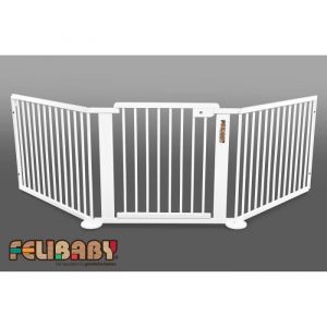 ONE4all 1+2 BLANC - bouleau massif - barrière d'escalier / barrière enfant / barrière porte - jusqu'à 245 cm
