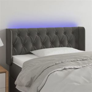 VidaXL Tête de Lit à LED Meuble de Chambre à Coucher Accessoire de Lit Simple Tête de Cadre de Lit Intérieur Gris Foncé 103x16x78/88 cm Velours 3123615