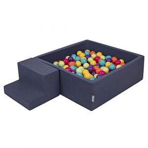Aire De Jeux En Mousse Avec Carr&eacute; Piscine &agrave; Balles (100 Balles) Pour Enfants, Bleu Fonc&eacute;:Vertclr/Jaune/Turq/Orange/Rfonc&eacute;/Violet - bleu