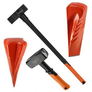 Kit fendeur de bûche manuel bois - 4 outils - 2 coins à bois éclateur acier forgé - 1 fendeur grand manche 4.6 Kg - 1 massette
