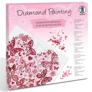Ursus 43520010F - Diamond Painting Mandala Set 10, kit de Bricolage avec Toile et Pierres dans Les Tons de Rose, Blanc et Rouge