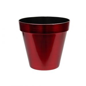 Cache-pot plastique brillant 16x9.5cm rouge - g&eacute;n&eacute;rique 224920
