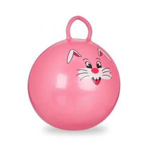 Image de Relaxdays Ballon sauteur, lot de 2, ballon gonflable, motif lapin, int&eacute;rieur et ext&eacute;rieur, avec poign&eacute;e, 45 cm de diam&egrave;tre, rose
