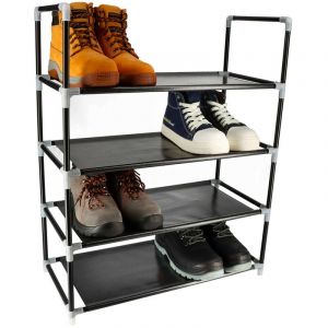 Tagère à Chaussures - Capacité 12 à 16 paires de chaussures - 4 Niveaux - 57 x 27 x 72 cm - Porte-chaussures - Range-chaussures