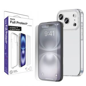Moxie Pack 1 TPU transparente + 1 verre trempé 2.5D iPhone 17 Pro max