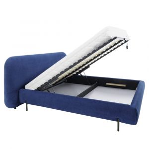 Lit coffre 160x200 sommier inclus bois de pin bleu