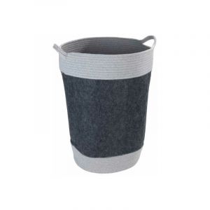 Wenko Panier à linge en feutre Bea 75L gris, corbeille à linge avec deux anses blanches, volume 75 l, fabriqué à base de feutre en polyester recyclé