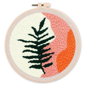 Punch Needle : Feuille Variation 2 - avec cadre