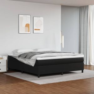 VidaXL Lit à sommier tapissier avec matelas Noir 160x200 cm - Noir