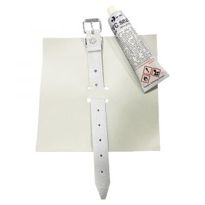 TECPLAST Kit de maintien pour bâche PVC Grise MT - Qualité PRO - Mortaise + Sangle + Colle - Fixation de renfort pour bâche