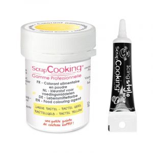 Scrapcooking Colorant alimentaire en poudre jaune pastel + Stylo gla
