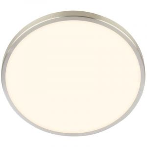 BRILONER - Plafonnier LED avec cache décoratif, lumière blanche chaude, 10,5 W, 1200 lm, ampoule LED, plafonnier, lampe de salon, lampe de cuisine, éclairage de plafond, 24 x 6 cm, nickel mat