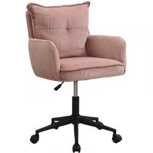 Pascal Morabito Chaise de bureau - Velours c&ocirc;tel&eacute; - Rose et noir - Hauteur r&eacute;glable - BATARU de