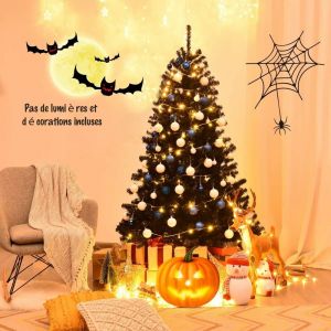 Sapin de Noël Artificiel 225cm Aiguilles en pvc avec Support en Métal Pliable 1258 Pointes de Branche Décoration de Vacances - Costway