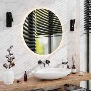 Mirlux Miroir de salle de bain avec &eacute;clairage LED et chauffage - Miroir mural rond - Miroir de douche anti-condensation - 60CM