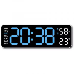 R&eacute;veil Murale/ de Bureau Num&eacute;rique LED &agrave; Grand Affichage - Affichage du Calendrier, de la Temp&eacute;rature et de la Date - Fonctions Compl&egrave;tes pour la