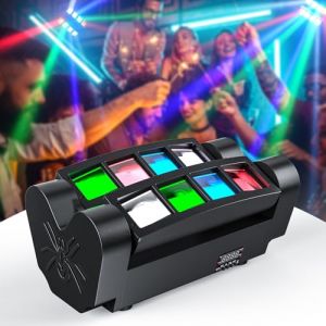 UKing 60W Lyre 8 Leds, Disco Lumi&egrave;re d'araign&eacute;e DMX512 RGBW4 en 1 Lampe de Sc&egrave;ne Commande Vocale &Eacute;clairage DJ Soir&eacute;e F&ecirc;te Bar Club